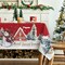 Christmas Tablecloth 60×84 Inch, Winter Snowman House Christmas Trees Red Washable Table Cover for Party Picnic Dinner Decor